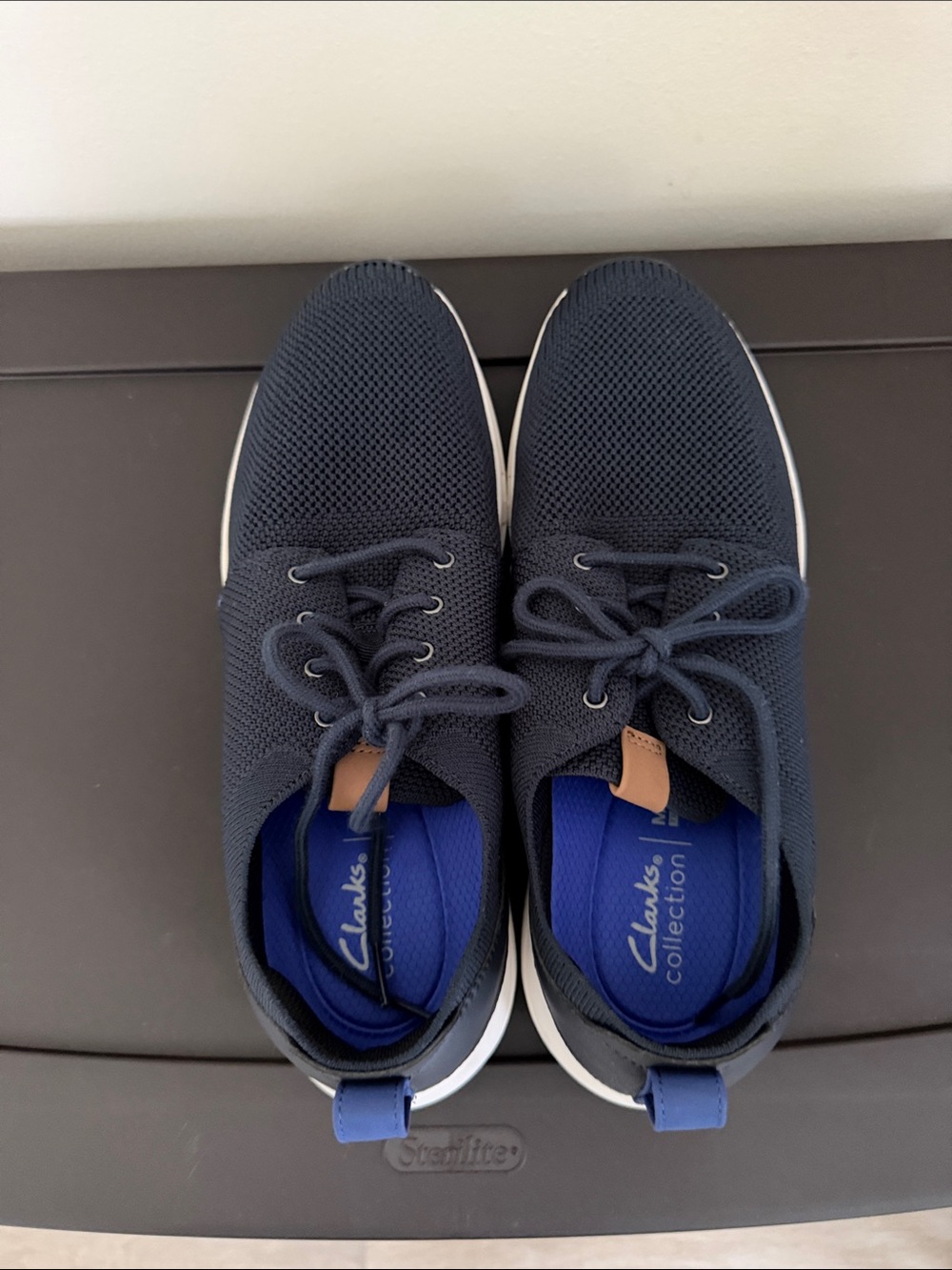 Clarks Men's Navy Knit Lace-Up Sneaker with Blue Insole